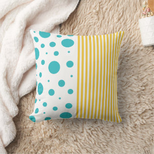 Spots and Stripes - Turquoise en Yellow Kussen