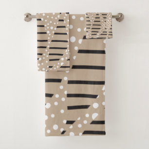 Spots et bandes 2 - Taupe, Noir et Blanc