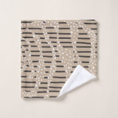 Spots et bandes 2 - Taupe, Noir et Blanc (Gant de toilette)