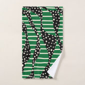 Spots et bandes 2 - Vert, Crème et Noir (Serviette à main)