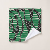 Spots et bandes 2 - Vert, Crème et Noir (Gant de toilette)
