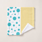 Spots et rayures - Turquoise et Jaune (Gant de toilette)