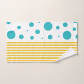 Spots et rayures - Turquoise et Jaune (Serviette à main)
