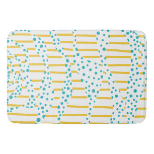 Spots & Stripes 2 in Turquoise, Geel en Wit Badmat