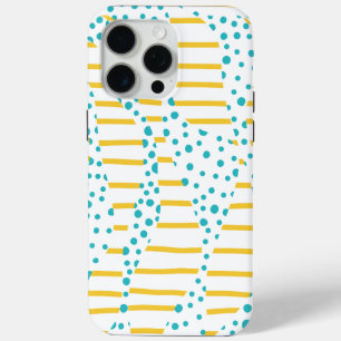 Spots & Stripes 2 in Turquoise, Geel en Wit iPhone 15 Pro Max Hoesje