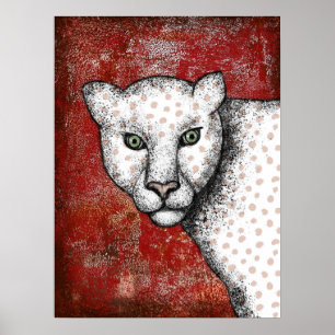 Spotte Leopard zegt: Hey Poster Wall Art