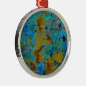 Spotted Blue Chrysocolla Jasper Metalen Ornament (Rechts)