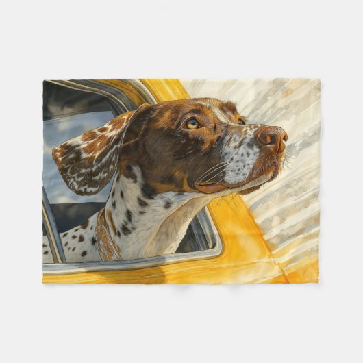 Spotted Dog op Car Ride Art Print Fleece Deken (Voorkant (Horizontaal))