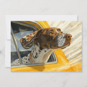 Spotted Dog op Car Ride Art Print Kaart