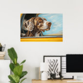 Spotted Dog op een auto-avontuur Art Print (Thuiskantoor)