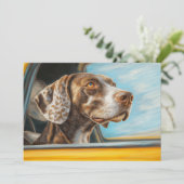 Spotted Dog op een auto-avontuur Art Print Kaart (Staand voorkant)