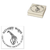 Spotted Giraffe Silhouet Naam Retouradres Rubberstempel (Gestempeld)