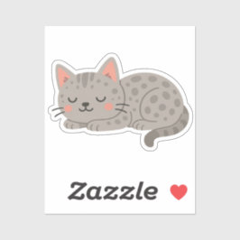 Spotted Gray Leopard Cat – Playful Cartoon Sticker