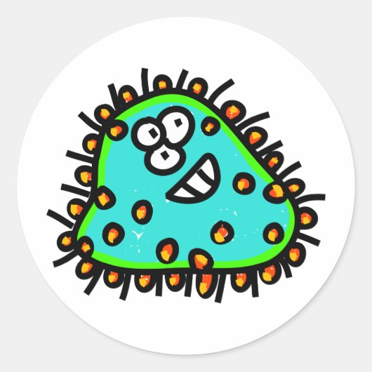 Spotty Cartoon Germ Ronde Sticker (Voorkant)