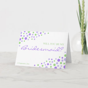 Spotty Modern Paars Green ben mijn Bridesmaid Invi