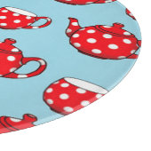 Spotty Red Teapot en Cups Blue Pattern Snijplank (Hoek)