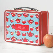 Spotty Red Teapot en Cups Pattern Personalized (In situ)