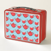 Spotty Red Teapot en Cups Pattern Personalized (Achterkant)