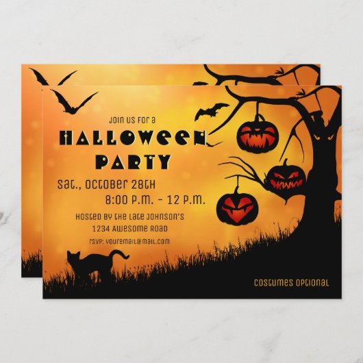 Sppoky Halloween Jack o lantrotern Invitation Kaart (Voorkant / Achterkant)