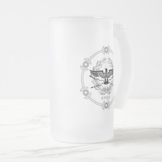 SPQR Het Romeinse Rijk Emblem Frosted Glass Mok. Matglas Bierpul (Voorkant rechts)