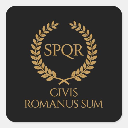 SPQR Roman Emblem – Civis Romanus Sum Laurel Crest Vierkante Sticker (Voorkant)