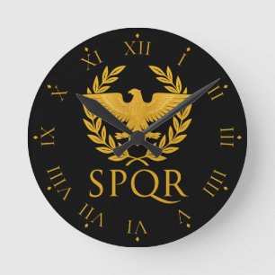 SPQR Romeins Adelaarsembleem – Gouden Aquila & Lau Ronde Klok