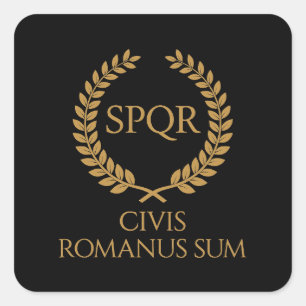 SPQR Romeins Embleem – Civis Romanus Sum Lauwerkra Vierkante Sticker