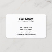 Spraak-taal patholoog SLP Visitekaartje (Achterkant)