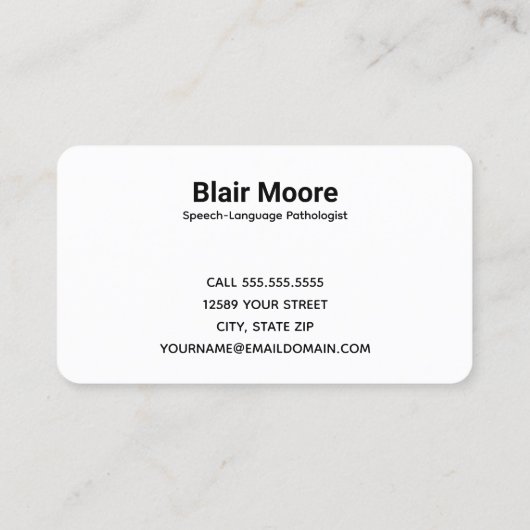 Spraak-taal patholoog SLP Visitekaartje (Achterkant)