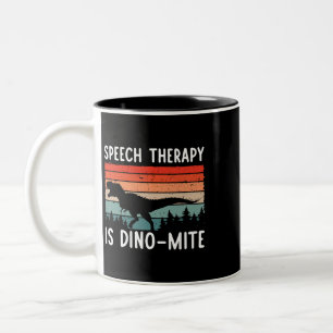 spraaktherapie is dinoMite Speech Language Patholo Tweekleurige Koffiemok
