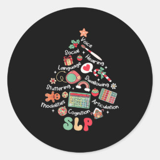 Spraaktherapie Kerstboom Merry Xmas Slp Thera Ronde Sticker