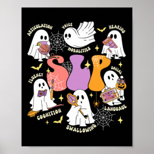 Spraaktherapie Spooky SLP Halloween Schattigee gee Poster