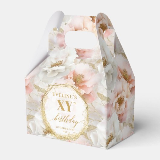 Sprankelend Licht Roze Boho Gouden Verjaardag Favo Bedankdoosjes (Voorkant Zijde)