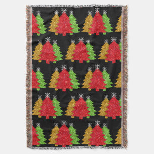 Sprankelend rood goud groen kerstboom sneeuwvlok deken