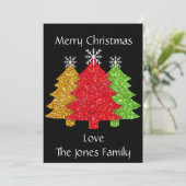 Sprankelend rood goud groen kerstboom sneeuwvlok feestdagenkaart (Staand voorkant)