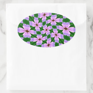 Sprankelend roze bloemen patroon ovale sticker