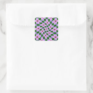 Sprankelend roze bloemen patroon vierkante sticker