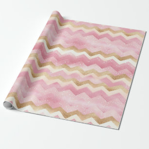 Sprankelend roze Chevron patroon Cadeaupapier