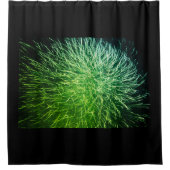 Sprankelend Vuurwerk Abstract Neon Groen Zwart Koe Douchegordijn (Voorkant)