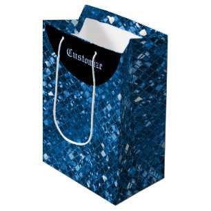 Sprankelende Blauwe Mozaïek Patroon Gift Bag Medium Cadeauzakje