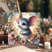 Sprankelende Bloemen Pastel Springtime Mouse Pasen Feestdagenkaart