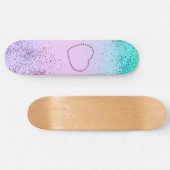 Sprankelende EENHOORN Meisjes Glitter Hart #9b Skateboard (Horizontaal)