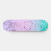 Sprankelende EENHOORN Meisjes Glitter Hart #9b Skateboard (Horizontaal)