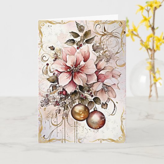 Sprankelende gouden zegeningen kaart (Gele Bloem)