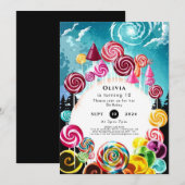 Sprankelende grillige Candyland Verjaardag Kaart (Voorkant / Achterkant)