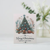 Sprankelende kerstwensen briefkaart (Staand voorkant)