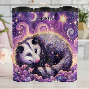 Sprankelende opossum in een Paarse droom Thermosbeker