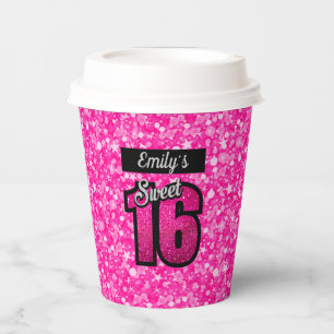 Sprankelende roze Glitter Paper Cup Papieren Bekers