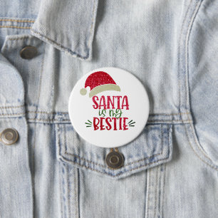 Sprankelende Santa Bestie Grappige Kerstvakantie Ronde Button 7,6 Cm