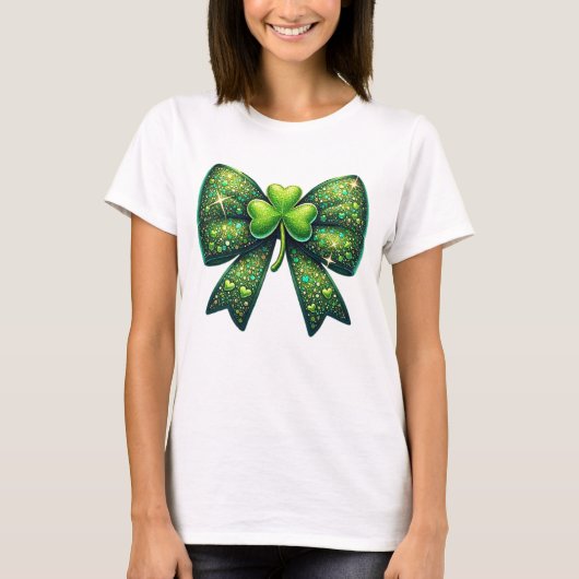 sprankelende Shamrock Bow T-shirt (Voorkant)